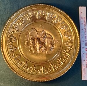 VTG Brass/Copper Horse Carriage Hanging Wall Plate 12"